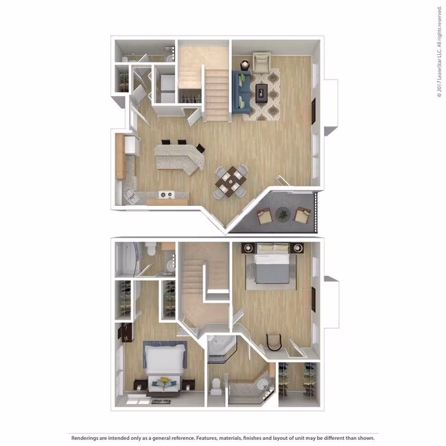 2 Bed 2.5 Bath 1461 SqFt (1344 Net)  1201 floor plan